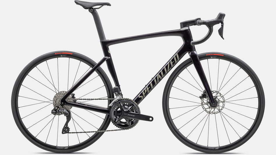 Paint for 2023 Specialized Tarmac SL7 Comp Shimano 105 Di2 - Gloss Metallic Midnight Shadow